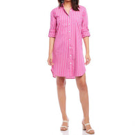 Karen Kane Stephie Striped Shirtdress in fuchsia - women's dress