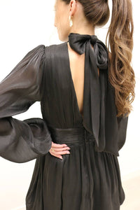B.Right - Astra Bow Neck Bubble Hem Mini Dress