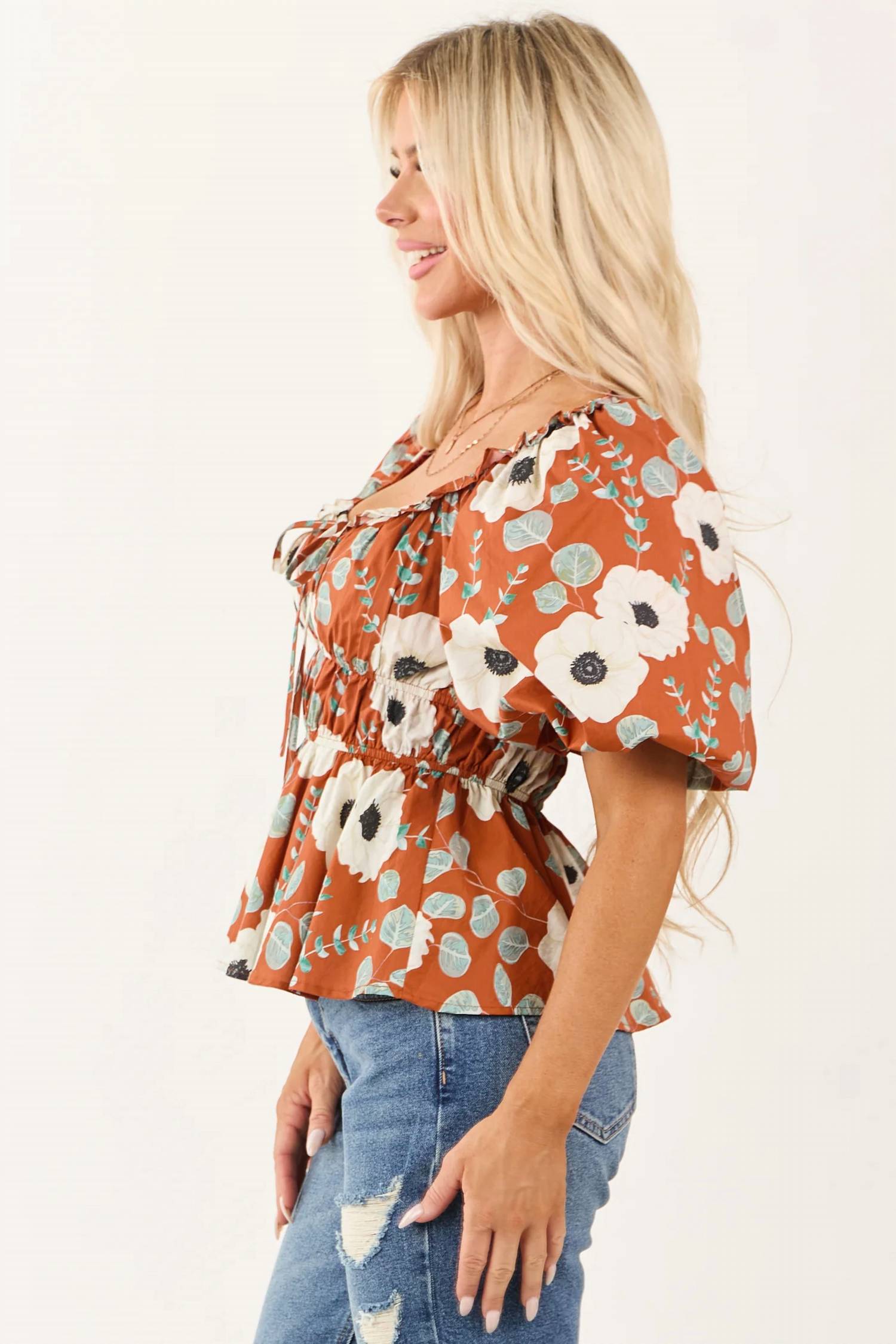 Entro - Zoe Floral Peplum Top