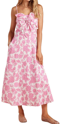 Strut & Bolt Garden Bow Flower Sleeveless Midi Dress in pink white - women's dress - view 5