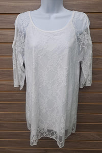 Brittany Black - Women's Lace Cold Shoulder Pull Over Inside Bodice Cover