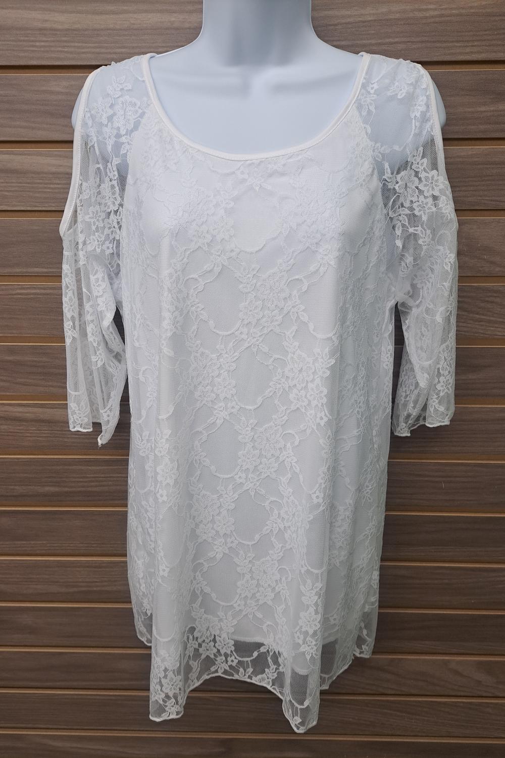 Brittany Black - Women's Lace Cold Shoulder Pull Over Inside Bodice Cover