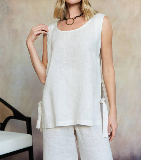Cobblestone Living - Brina Linen Sleeveless Round Neck Top