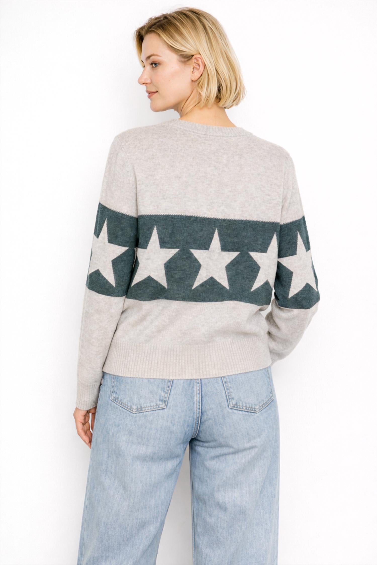 Alashan Cashmere - Merino Banded Star Crewneck Sweater