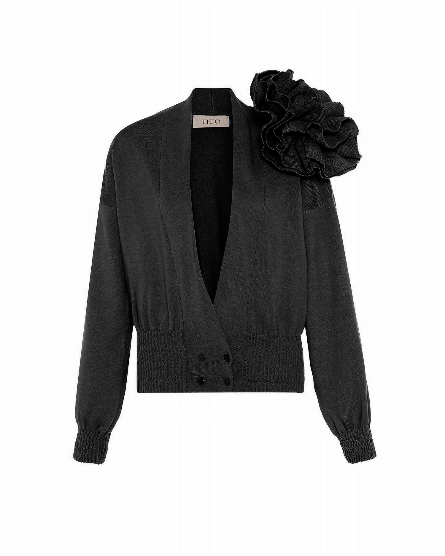 Theo The Label - Women's Nomia Ribbed Waist Rosette Cardigan