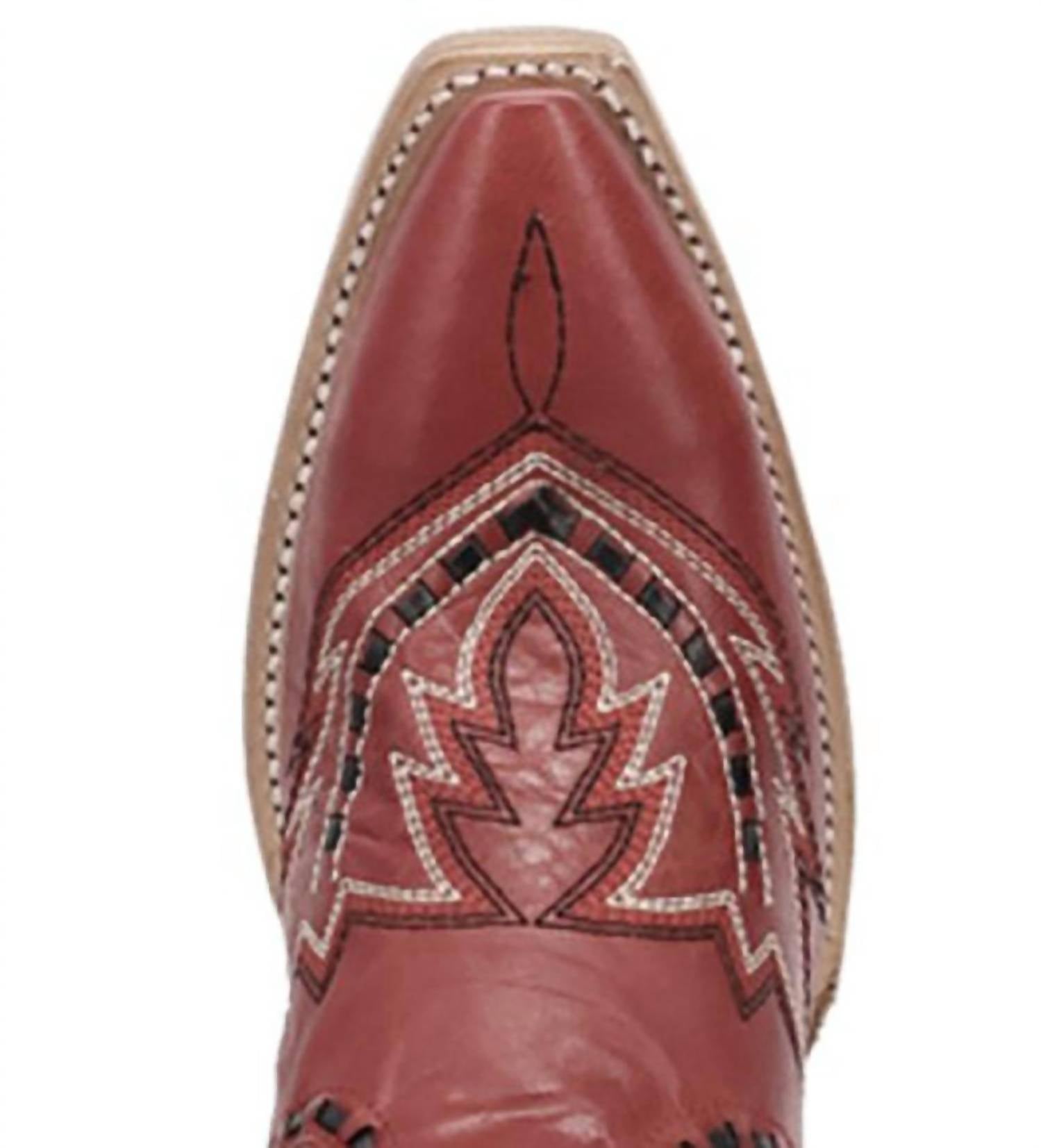DAN POST. Women's Mesa Buck Lace Snip Toe Boot in red - women's shoe - view 4