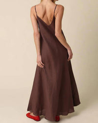 Olivaceous - Linen Slip Maxi Dress