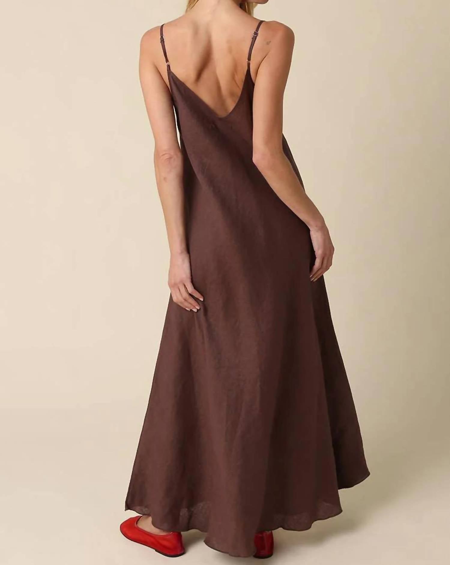 Olivaceous - Linen Slip Maxi Dress