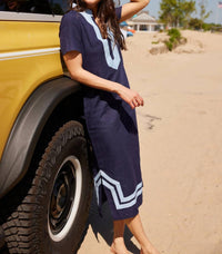 Sail To Sable - Short Sleeve Classic Maxi Tunic Dress