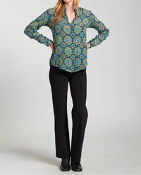 Apny - Button-up Blouse With Roll-up Sleeves