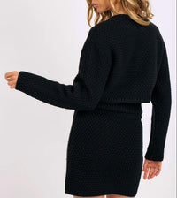 SAGE THE LABEL Odessa Waffle Stitch Knit Mini Skirt in black - women's skirt - detail view
