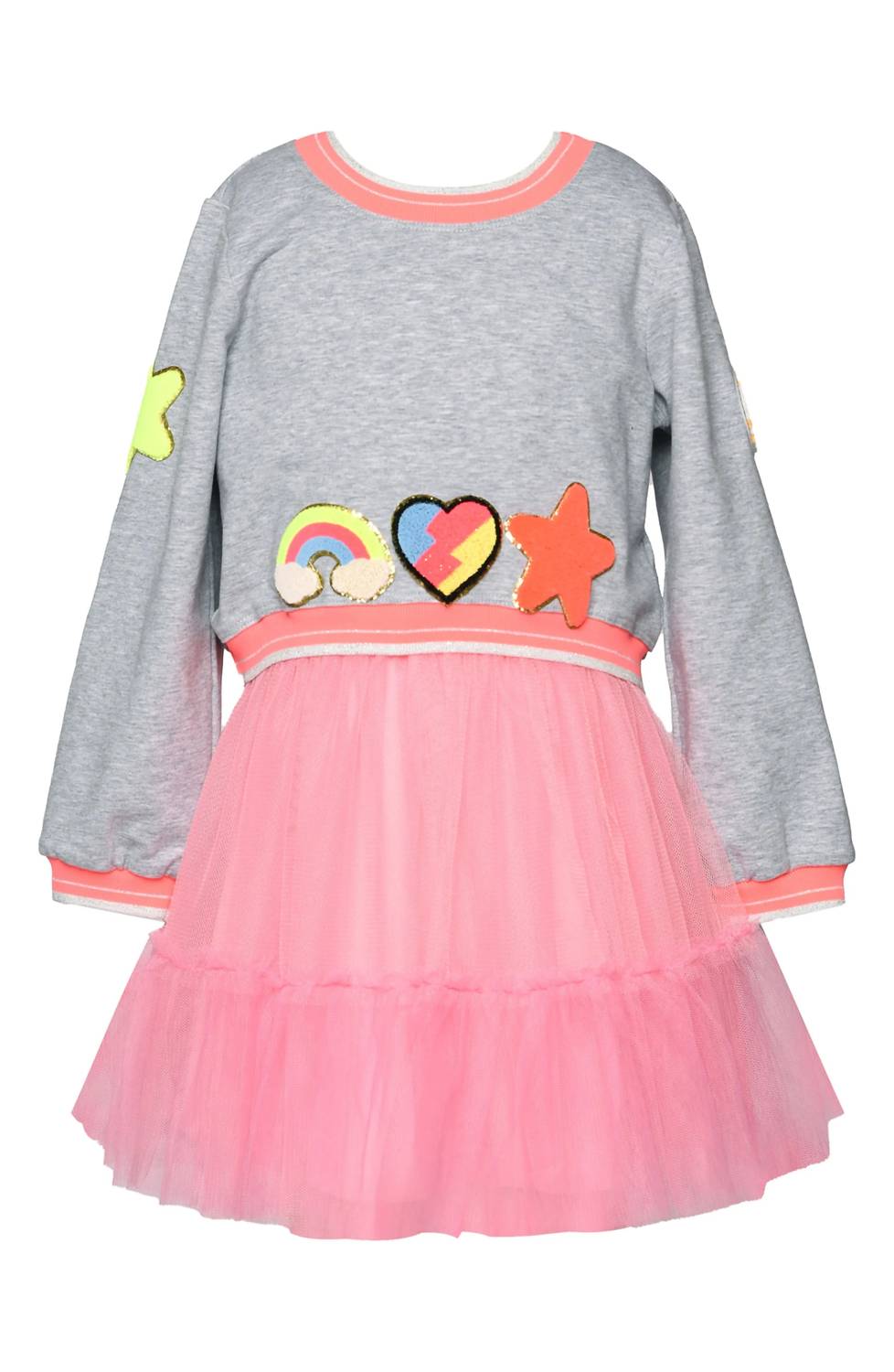 Hannah Banana - Kid's Long Sleeve Twoffer Mesh Dress With Neon Patches