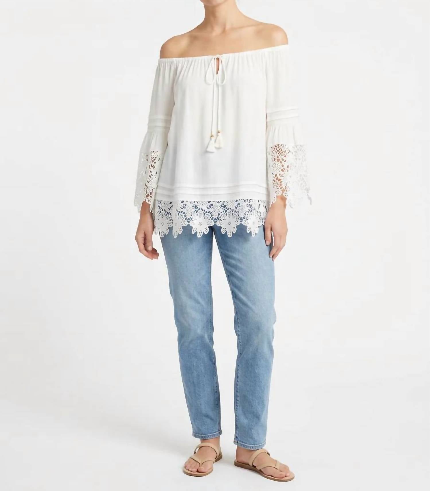 Hale Bob - Bell Sleeve Crochet Hem Blouse