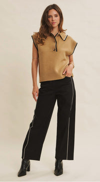 In February Zora Piped Twill Pants in black - women's pants
