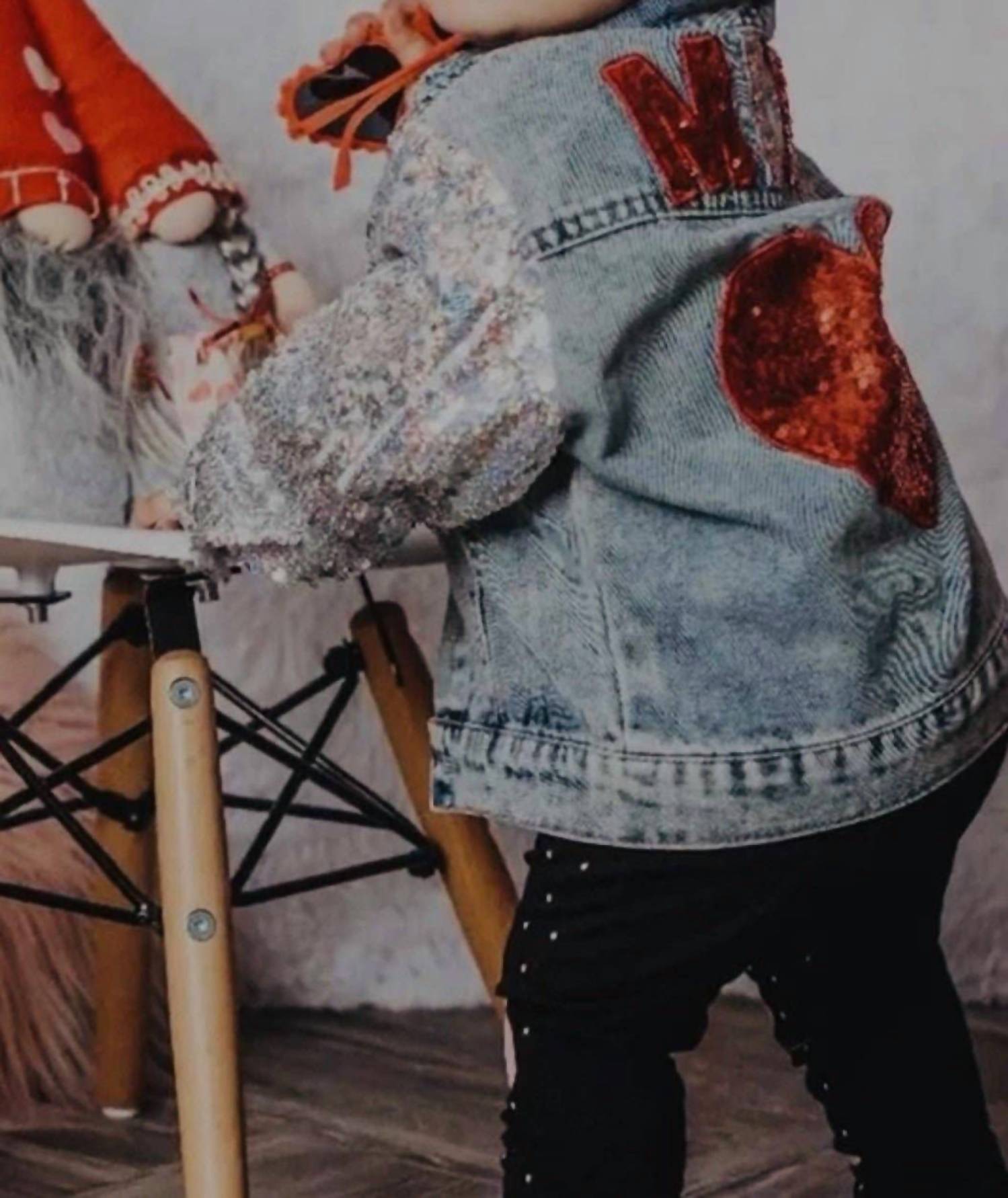 The Hair Bow Company - Girl's Mini Heart & Sequins Denim Jacket