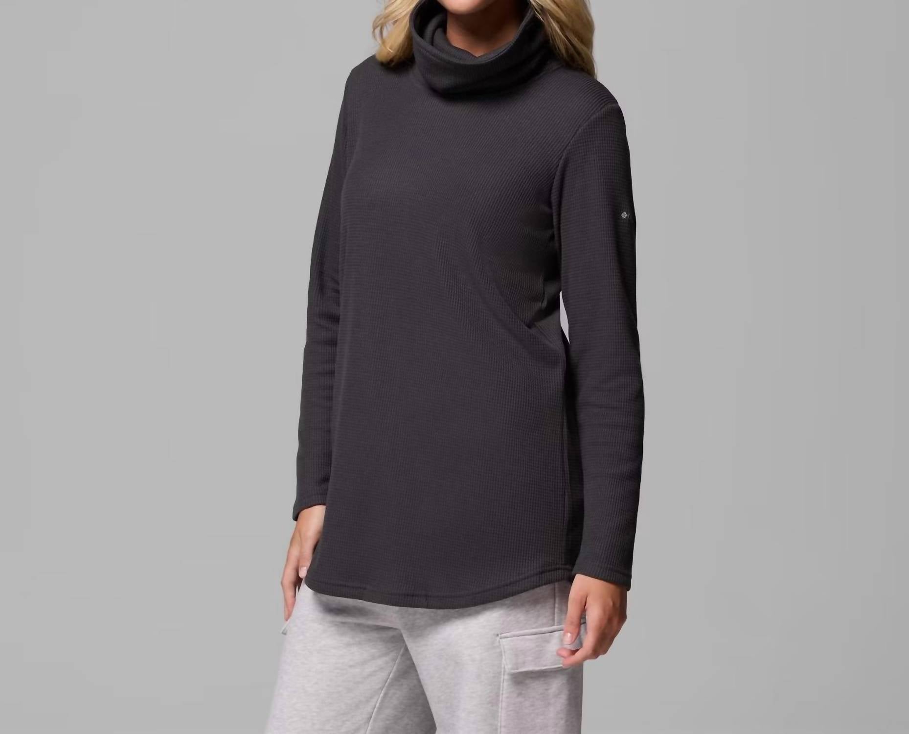 Columbia Holly Waffle Cowl Neck Pullover Sweater in shark - women's sweater - alternate view