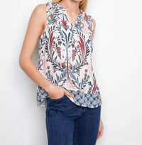 Charlie B - Printed Sleeveless Ruffle Neck Top