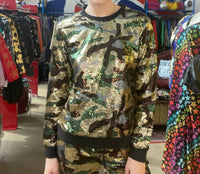 Any Old Iron - Camo Sequin Sweatshirt