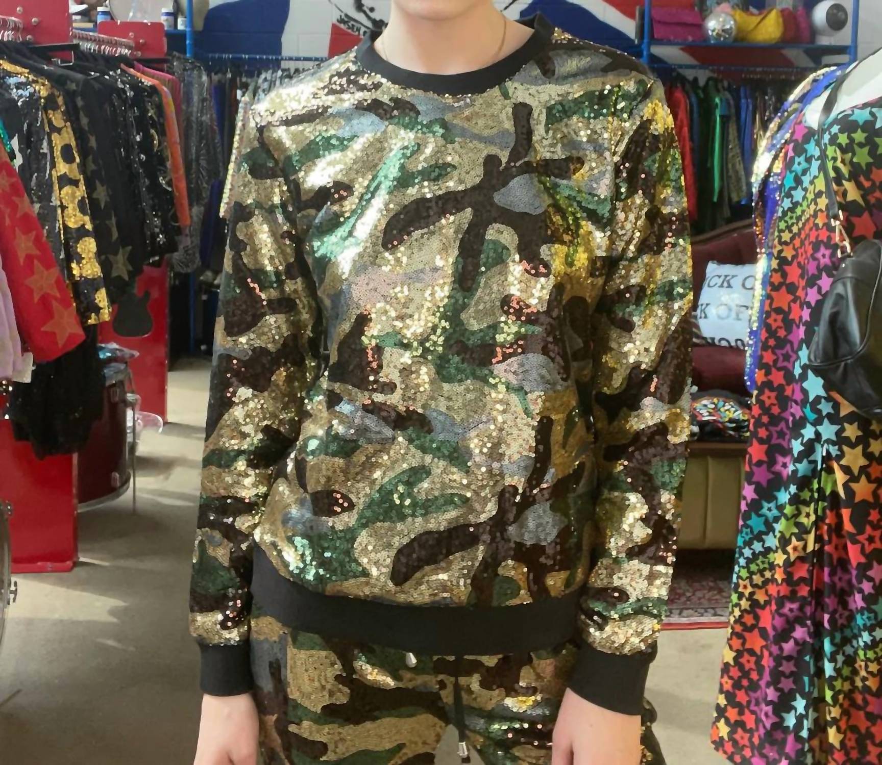 Any Old Iron - Camo Sequin Sweatshirt