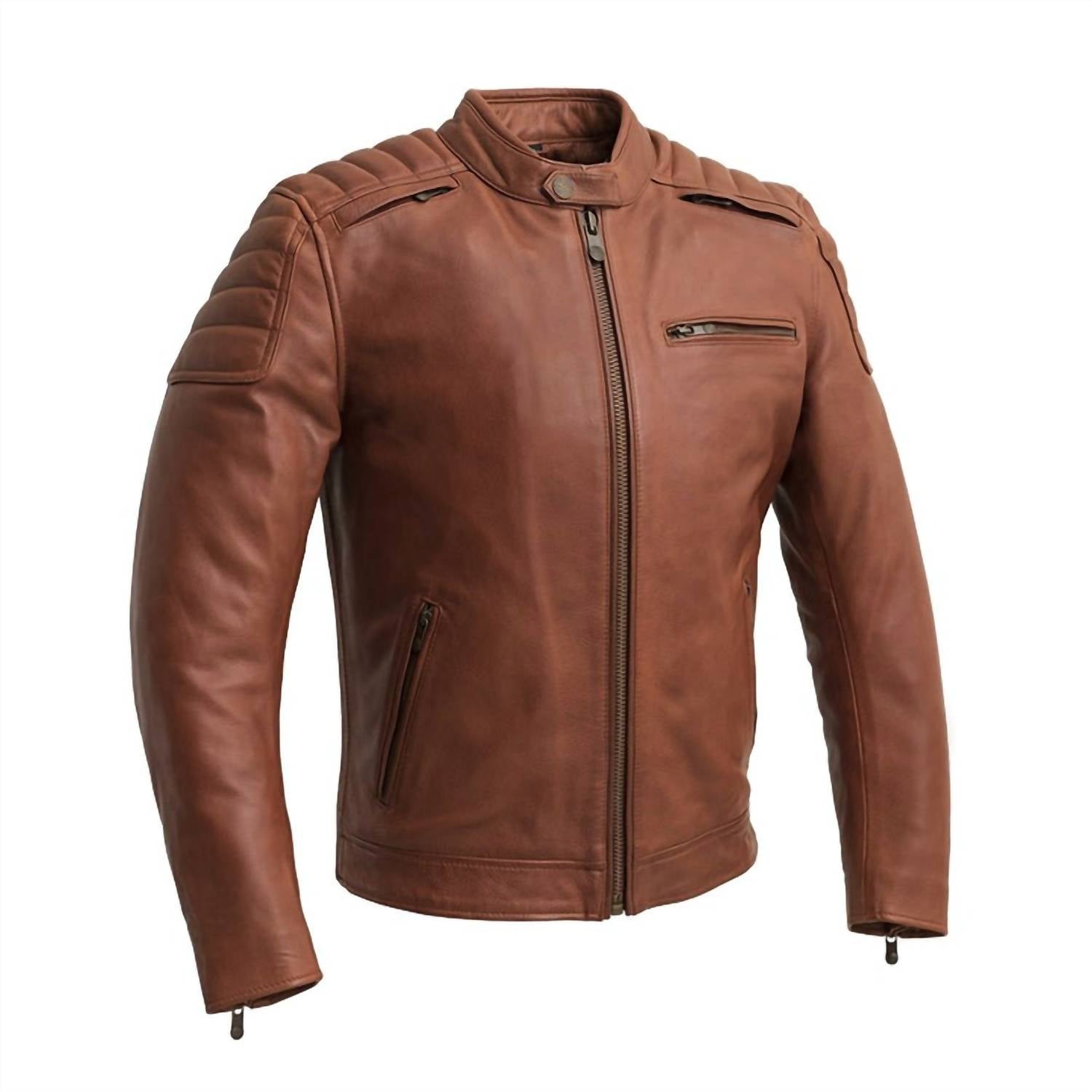 First Mfg Co. - Men's Crusader Motorcycle Leather Jacket - Plus