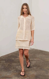 Moon River - Crochet Knit Short Sleeve Cardigan