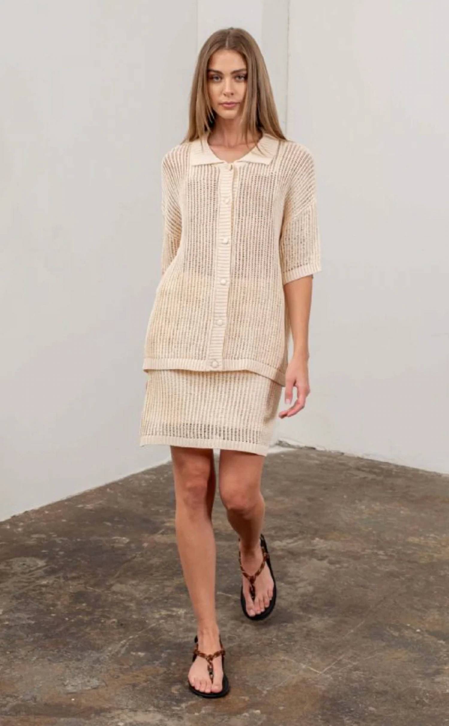 Moon River - Crochet Knit Short Sleeve Cardigan