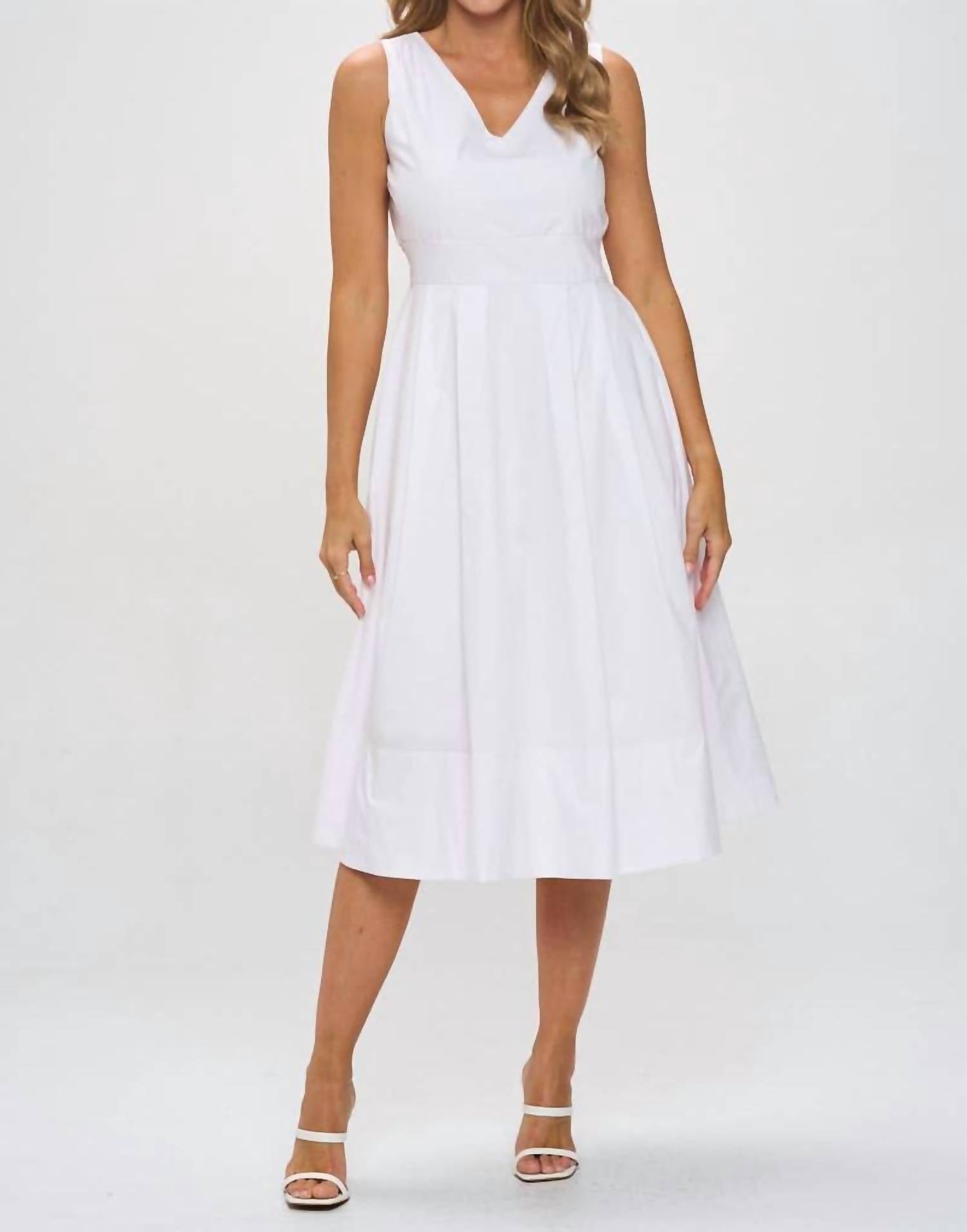 Reneec. - V Neck Midi Dress With Pockets