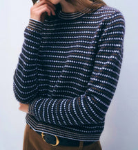 White + Warren - Cashmere Textured Stripe Crew Sweater