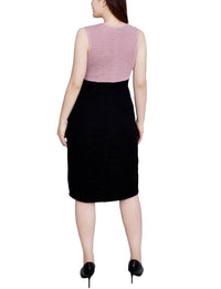NY Collection Lace-detail 2 Piece Textured Knit Dress Set - Petite in blush black - women's dress - view 6