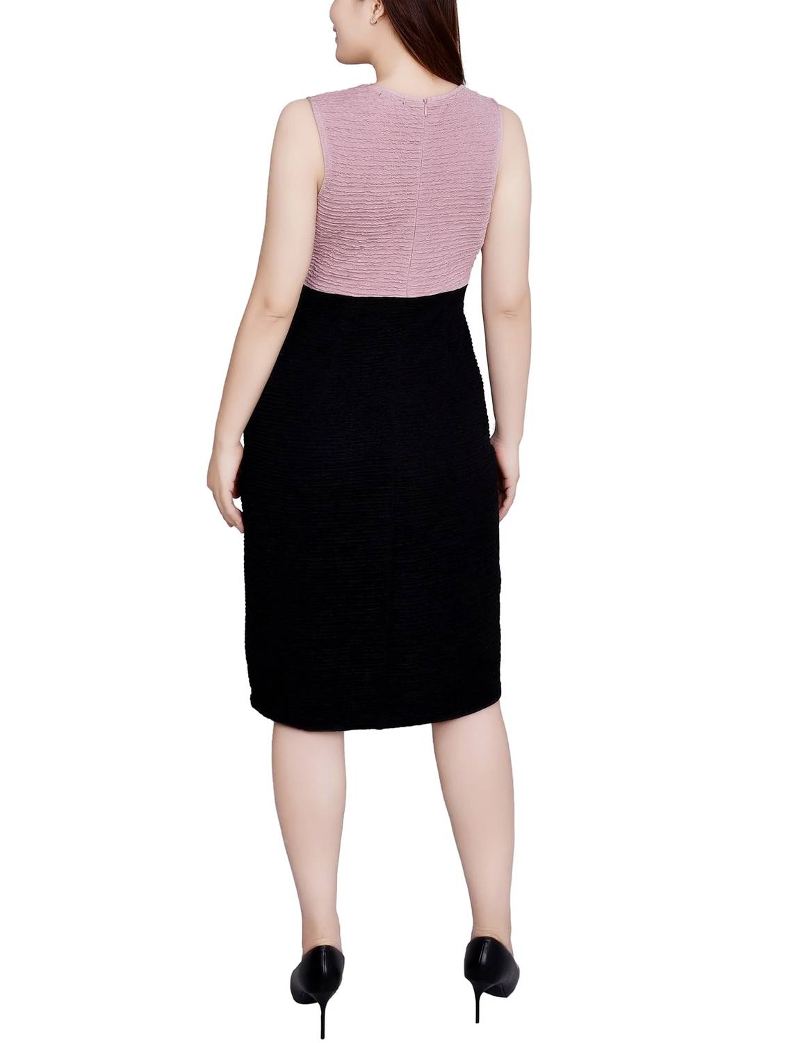 NY Collection Lace-detail 2 Piece Textured Knit Dress Set - Petite in blush black - women's dress - view 6