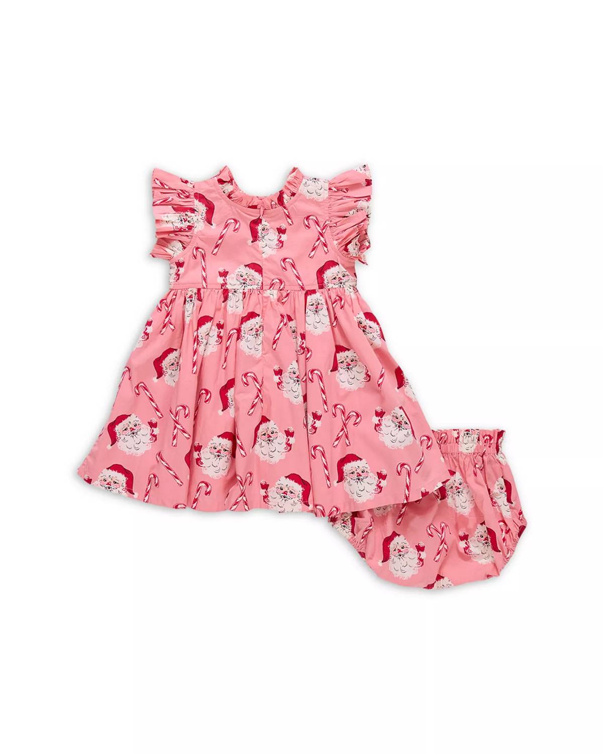 PINK CHICKEN Girls' Jennifer Dress Set in pink candy cane santa - item - detail view
