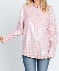 Geegee - Pretty In Plaid Sequin Button Down