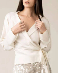Philosophy - V-neck Wrap Tie Blouse