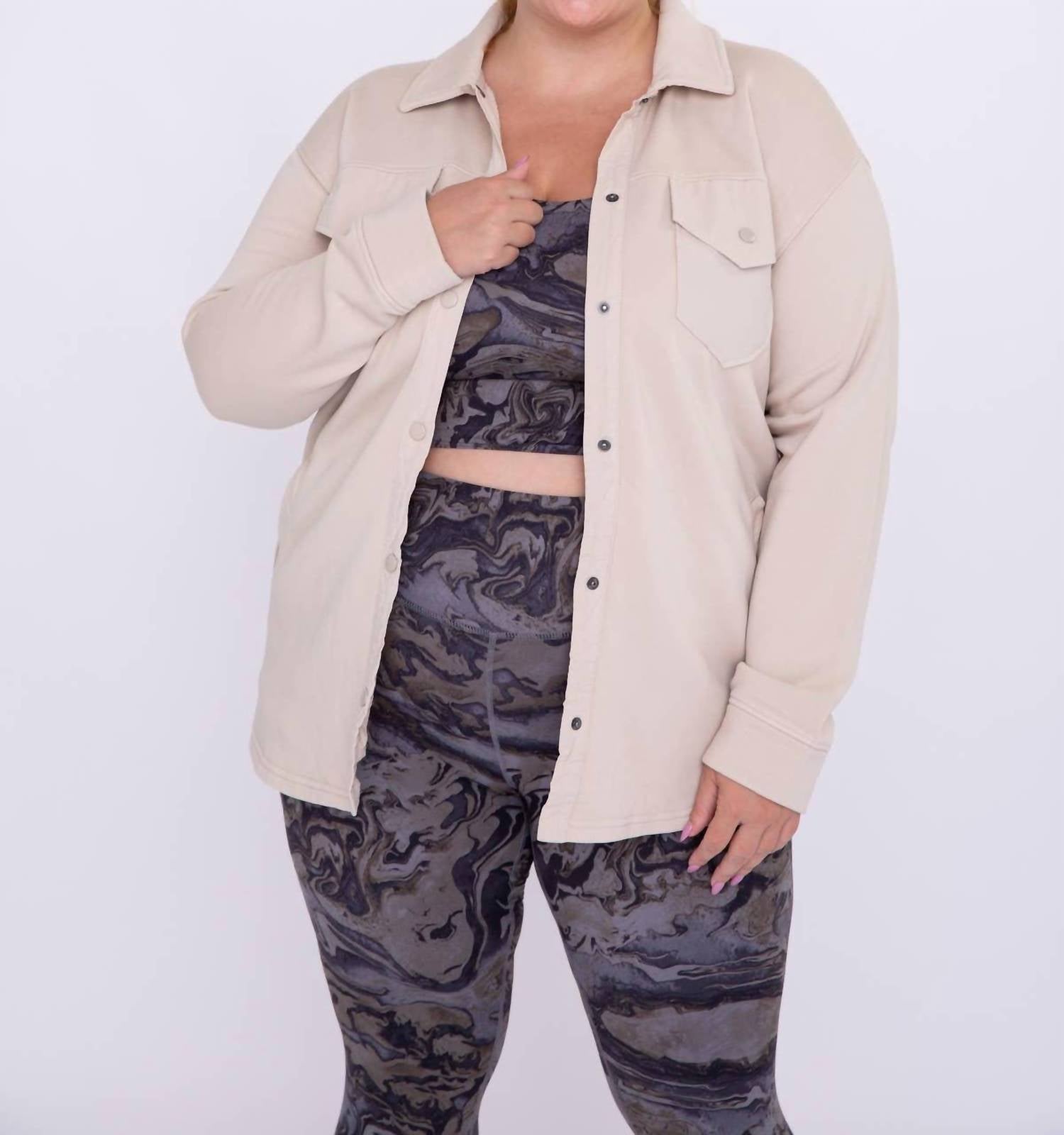 Mono B - Snap-on Shacket With Pockets - Plus