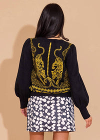 Alden Adair Lucie Crewneck Sweater in pouncing panther 1 - women's top - alternate view