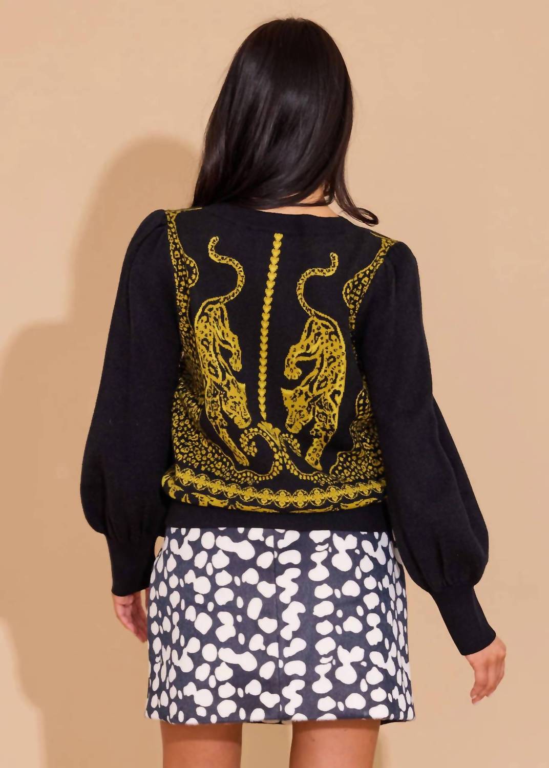 Alden Adair Lucie Crewneck Sweater in pouncing panther 1 - women's top - alternate view