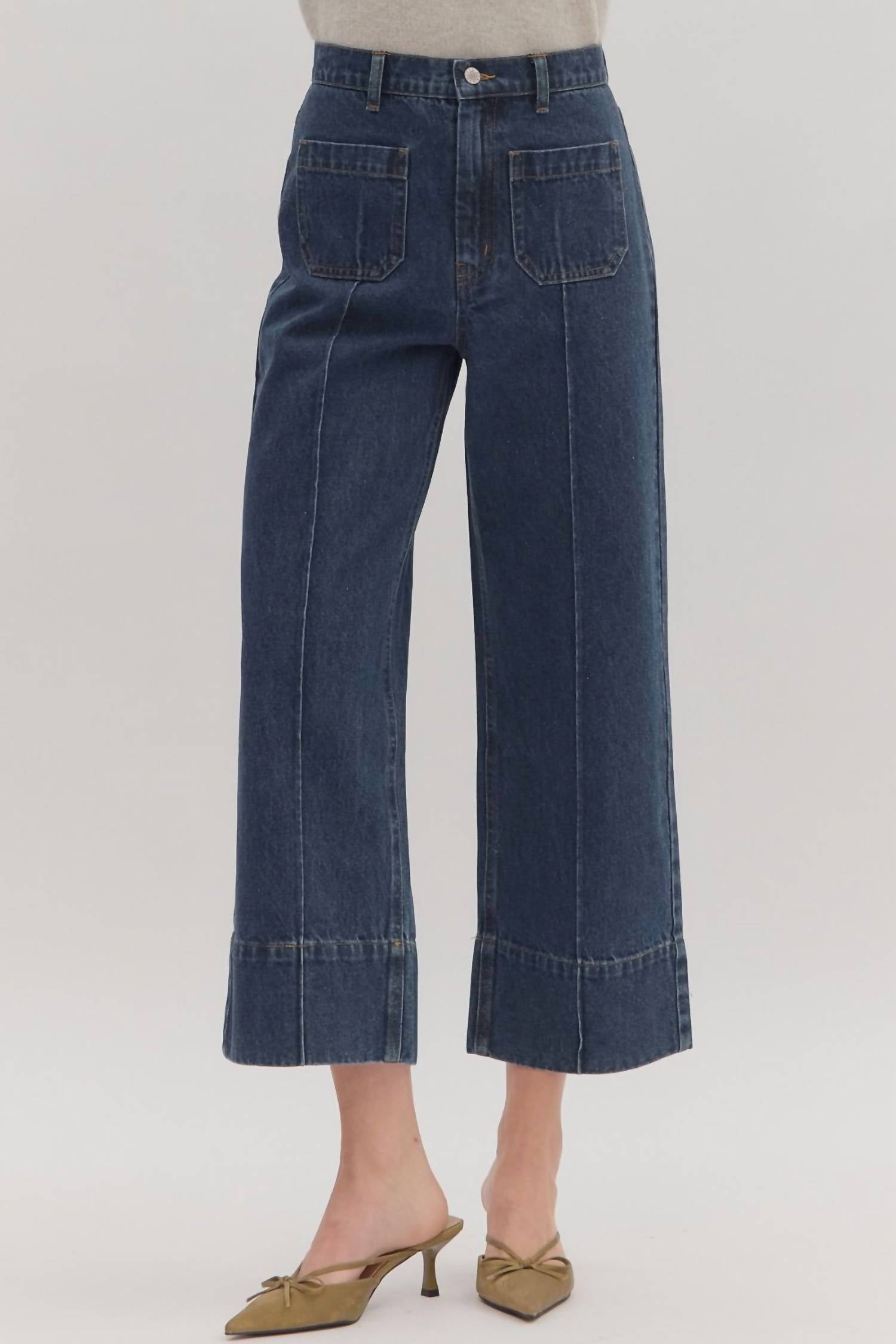 Entro - Wide Cuffed Ankle Pants