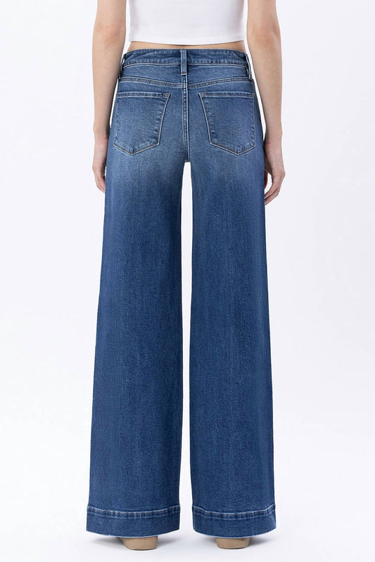 Lovervet - High Rise Trouser Hem Wide Leg Jeans