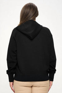Yelete Scuba Quarter-zip Hoodie - Plus in black - women's top - detail view