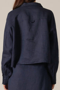 P.Cill - Frankie Linen Cropped Button Up Top