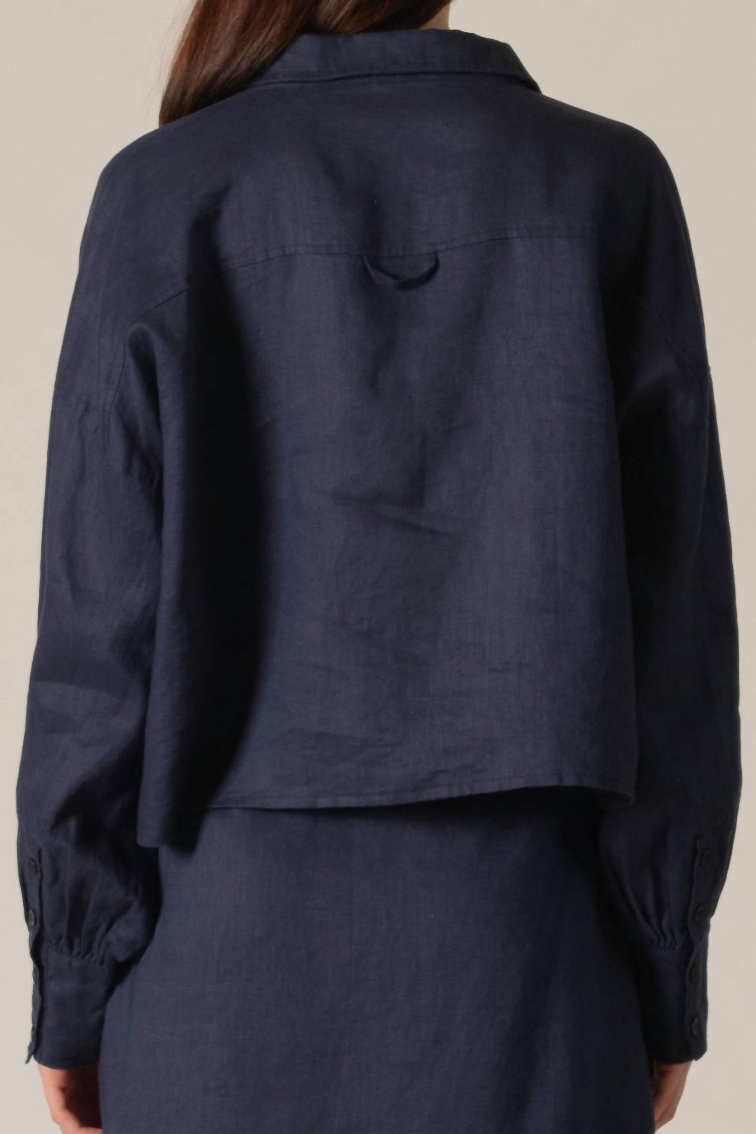 P.Cill - Frankie Linen Cropped Button Up Top