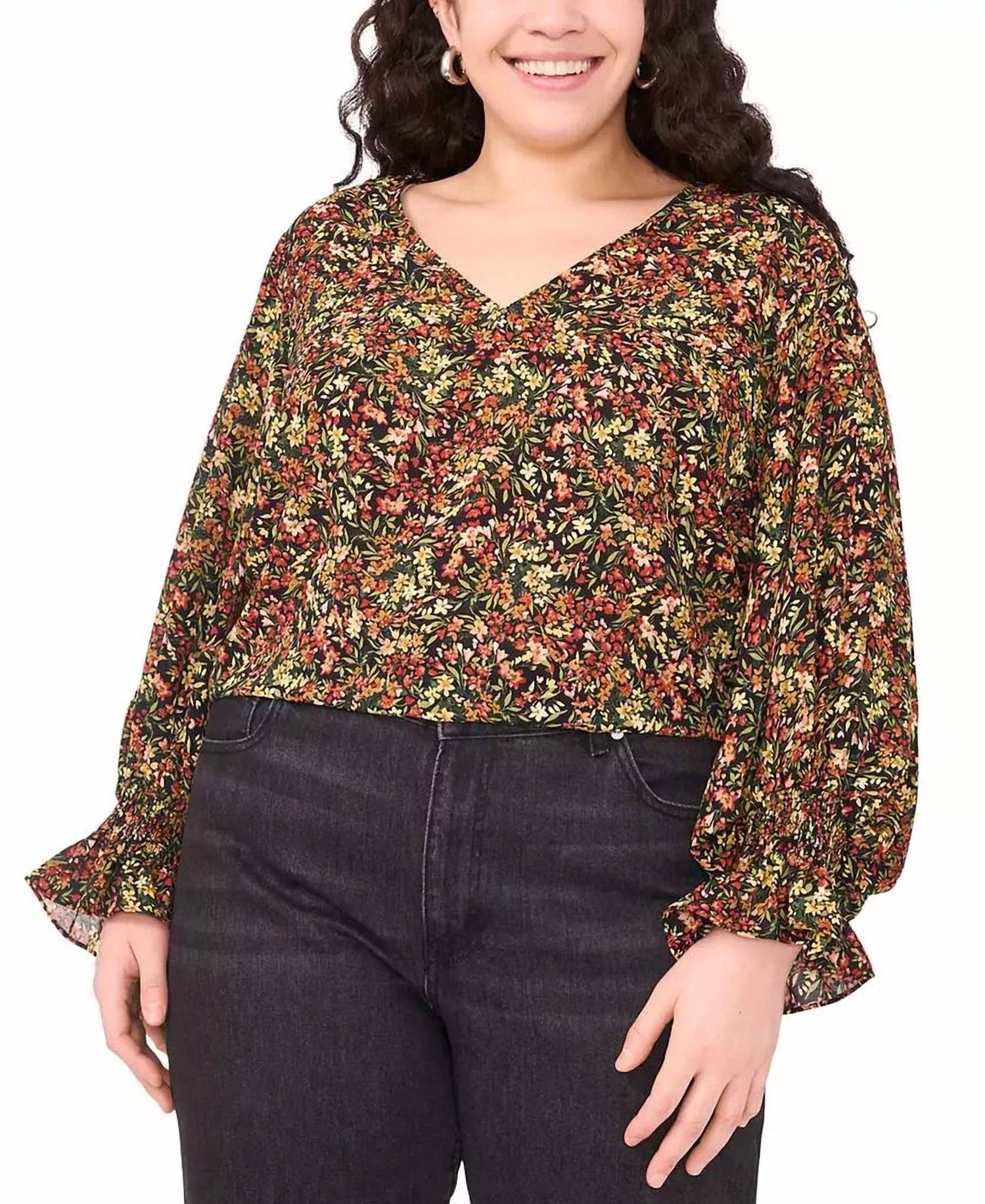 VINCE CAMUTO Women's Balloon Blouse - Plus in spiced red - women's blouse