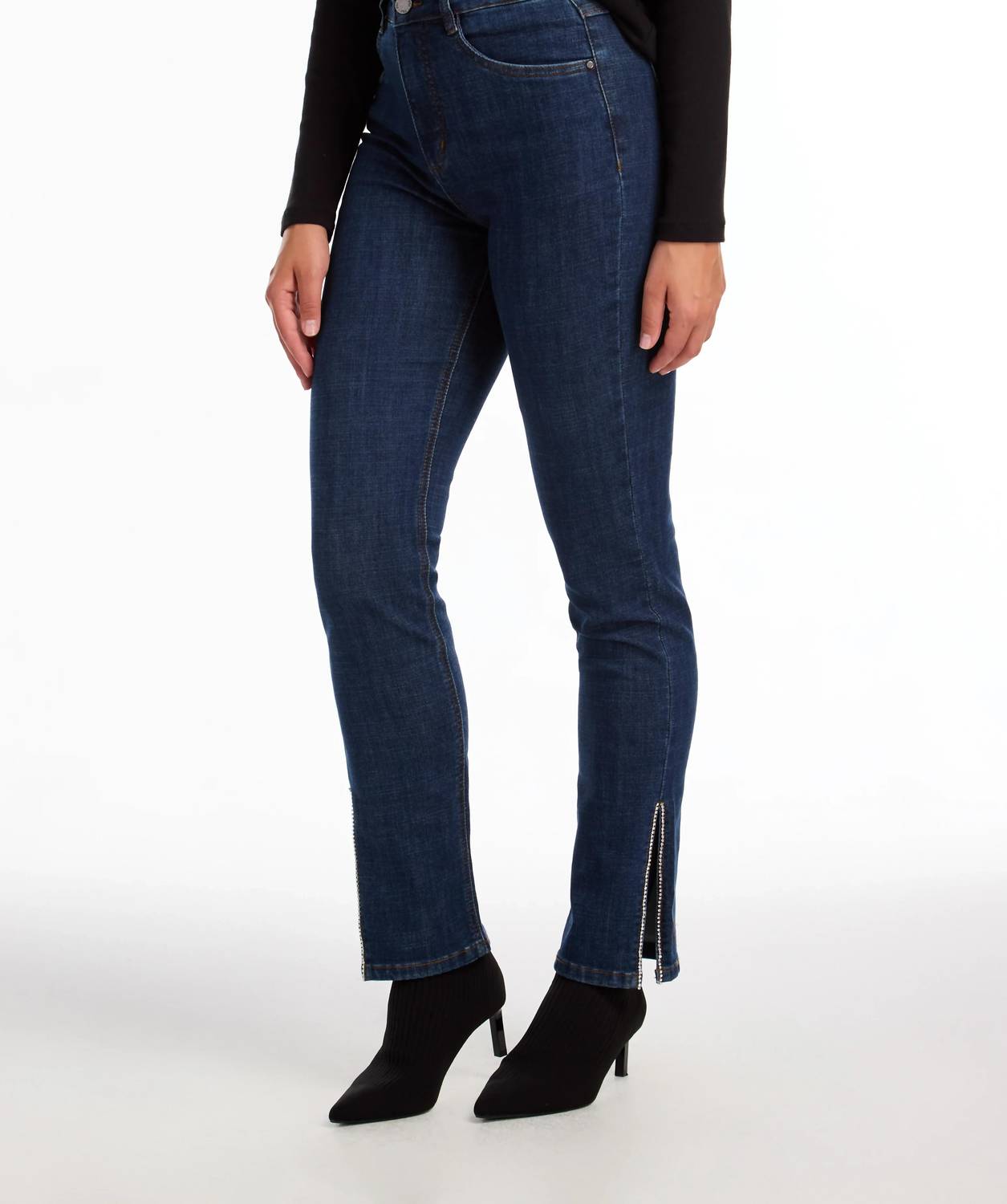 Fdj - Suzanne Straight Leg Denim With Rhinestone Embellishments