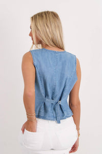 Elan - Everyday Chambray Button Vest