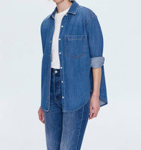 PISTOLA Jamie Essential Denim Shirt in agenda - women's shirt - alternate view