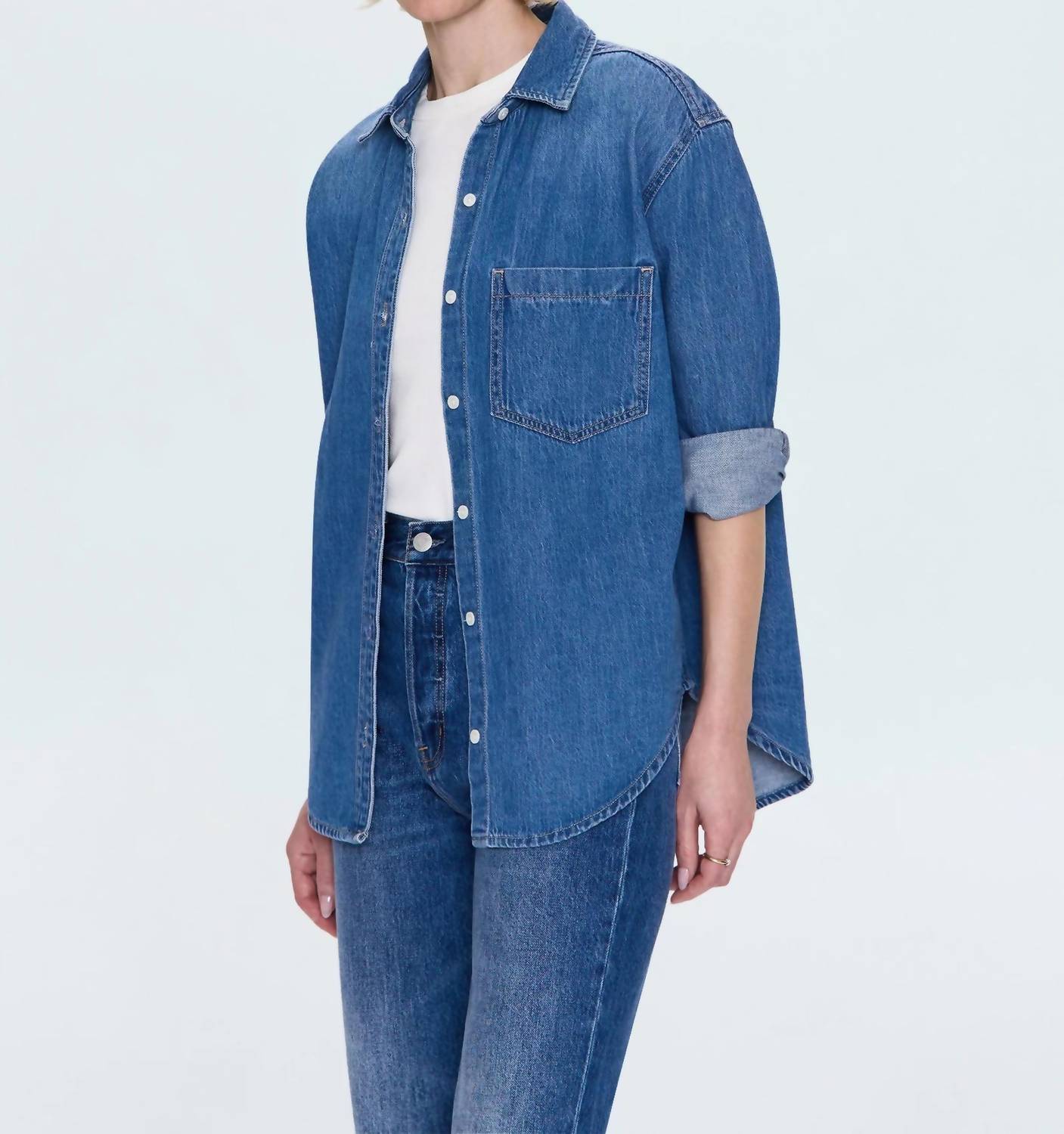 PISTOLA Jamie Essential Denim Shirt in agenda - women's shirt - alternate view