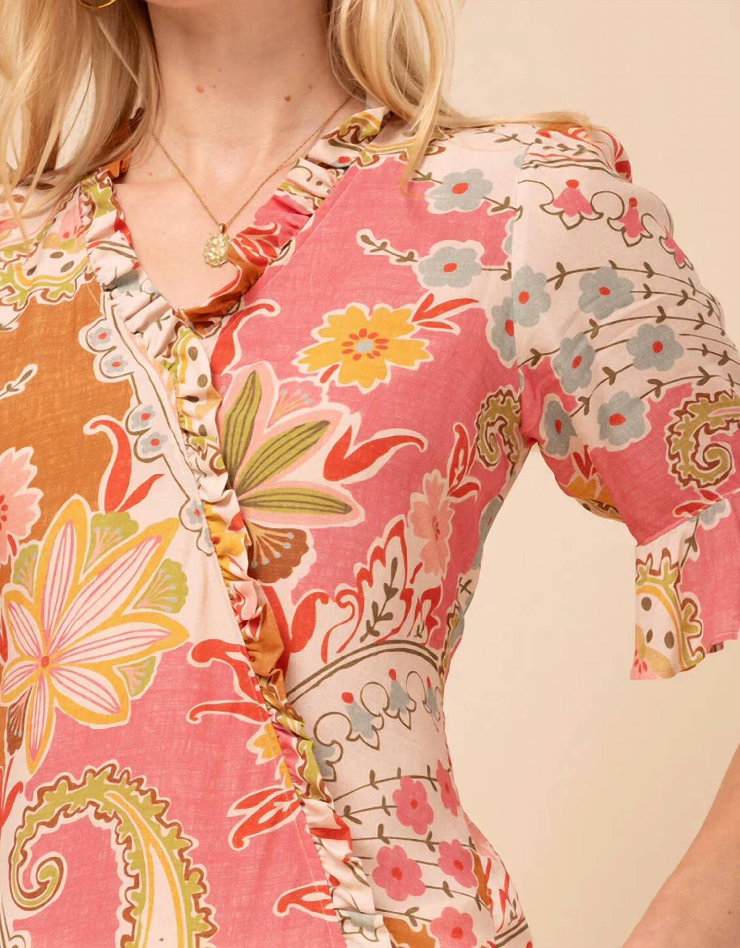 spartina 449 Elsie Mercer House Paisley Blouse Top in pink - women's blouse