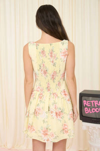 The Workshop Studio - Floral Boat Neck Sleeveless Button Down Mini Dress