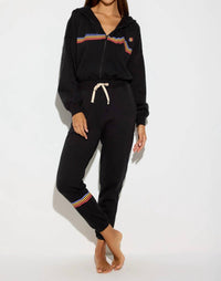 SPIRITUAL GANGSTER Cali Stripe Apres Jumpsuit in black - women's pants