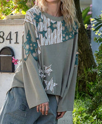 Pol - Patchwork Long Sleeve Top